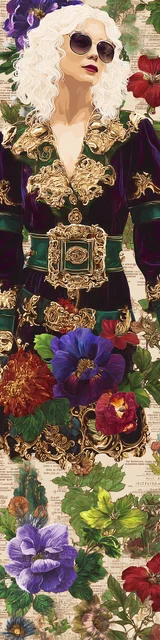 Free printable Christmas bookmarks of a purple elf with floral accents